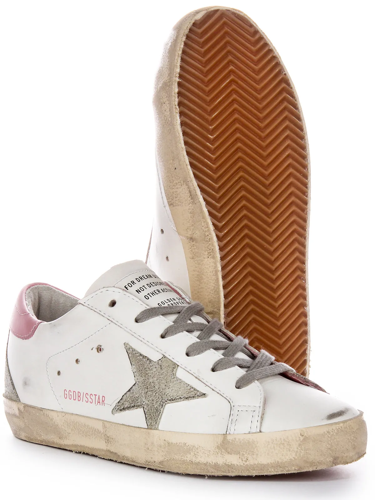 Golden Goose Super Star en blanc et rose pour femmes - Chaussures Golden Goose