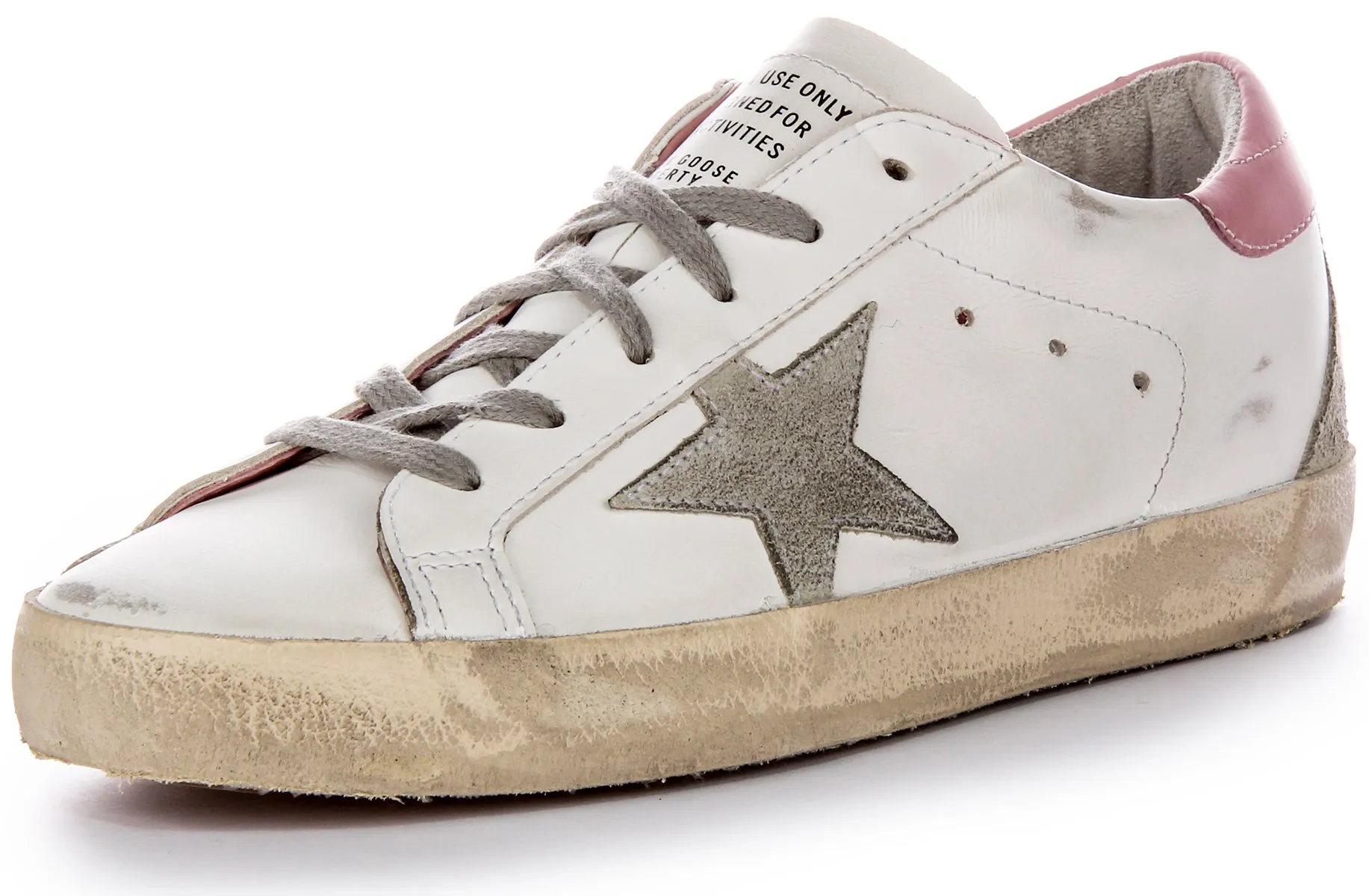 Golden Goose Super Star en blanc et rose pour femmes - Chaussures Golden Goose