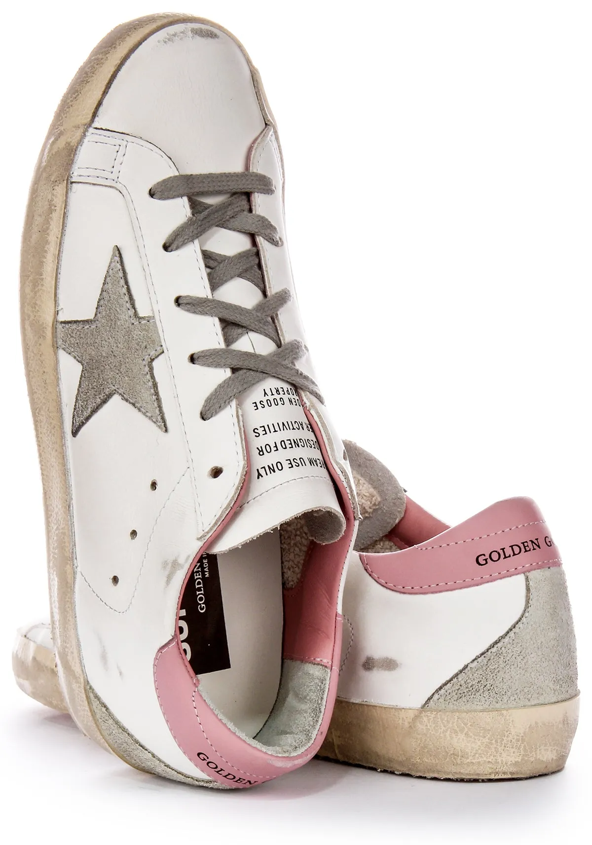 Golden Goose Super Star en blanc et rose pour femmes - Chaussures Golden Goose