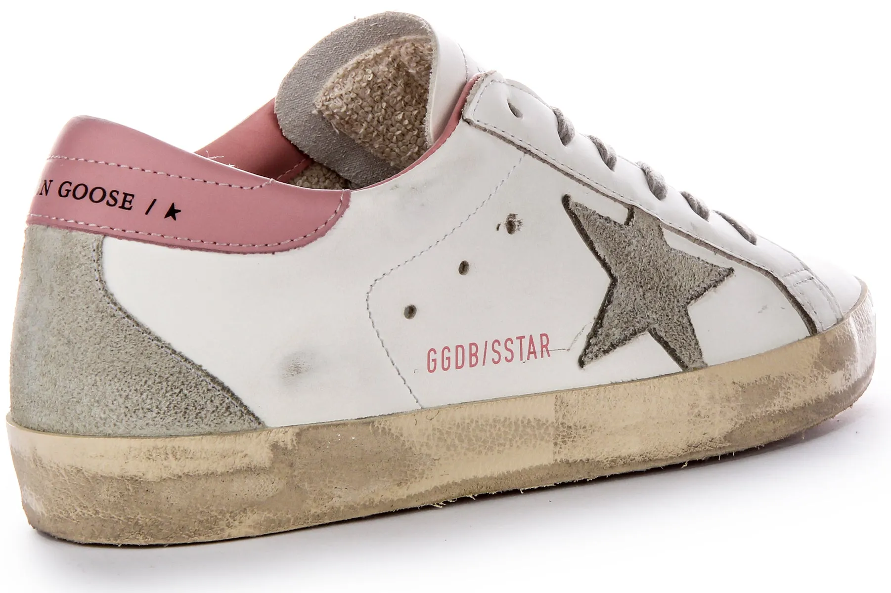 Golden Goose Super Star en blanc et rose pour femmes - Chaussures Golden Goose