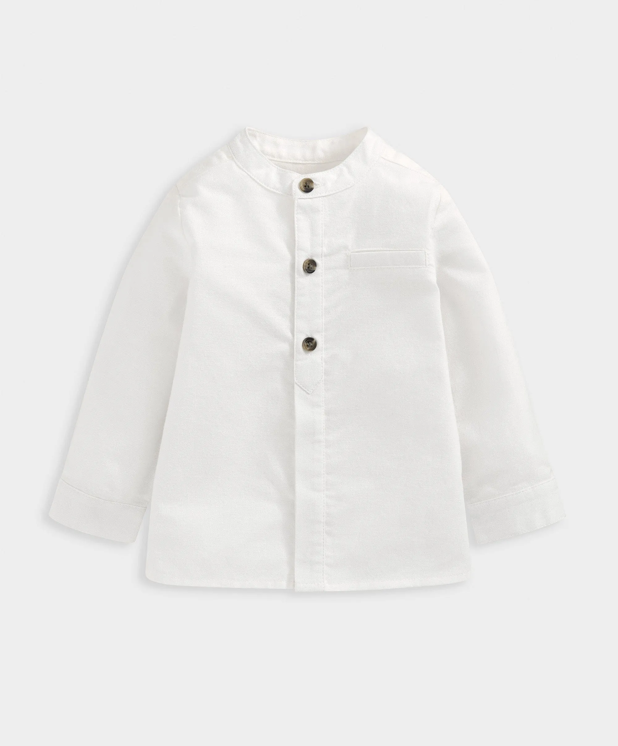 Chemise à col grand-père - Blanc