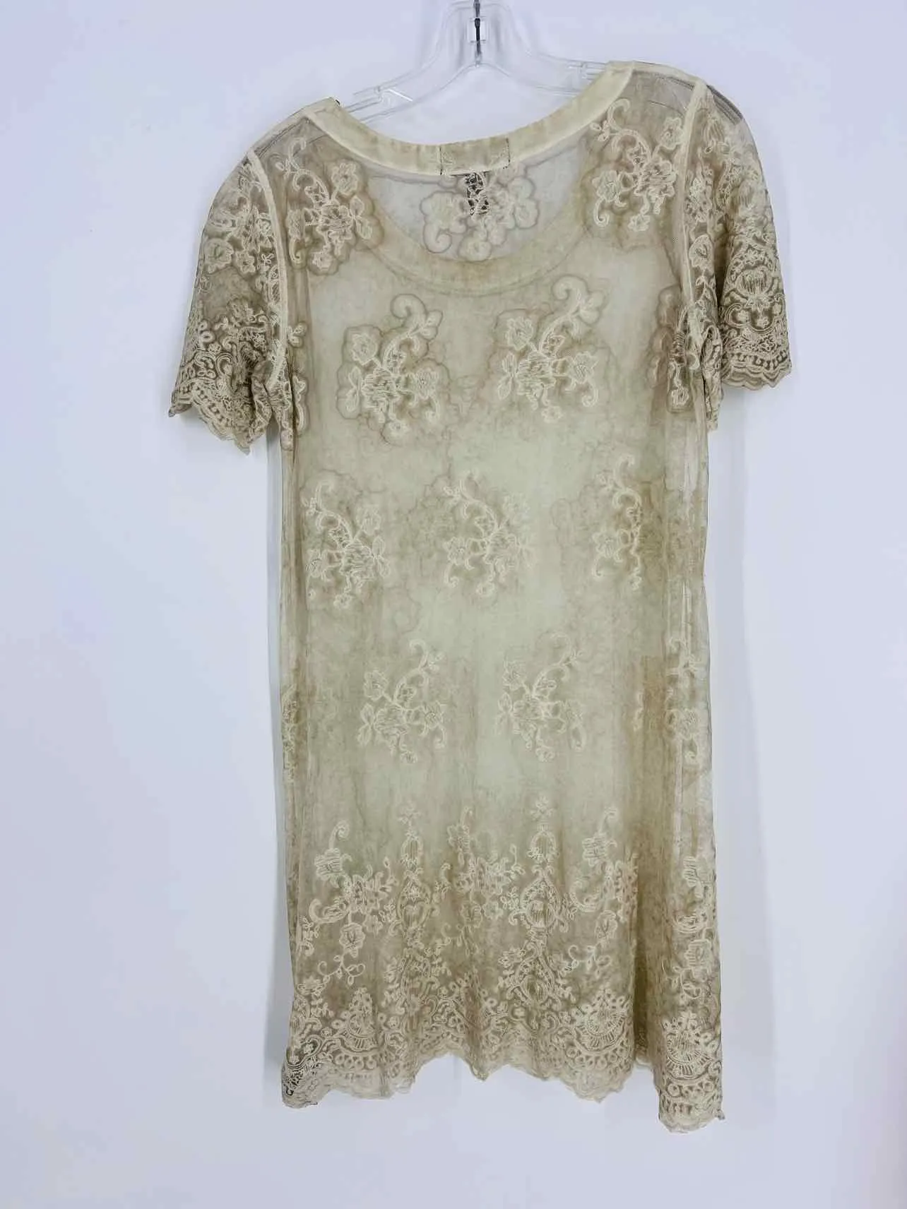 Gretty Zueger Taille M Tunique Brodée en Dentelle Ivoire