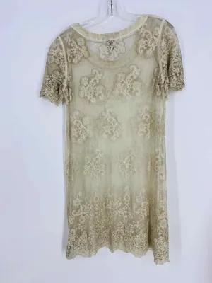 Gretty Zueger Taille M Tunique Brodée en Dentelle Ivoire
