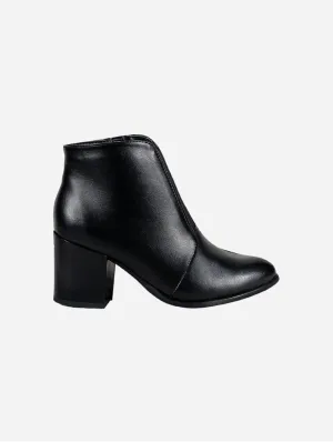 Bottes à cheville à talons en simili-cuir vegan Hana | Noir
