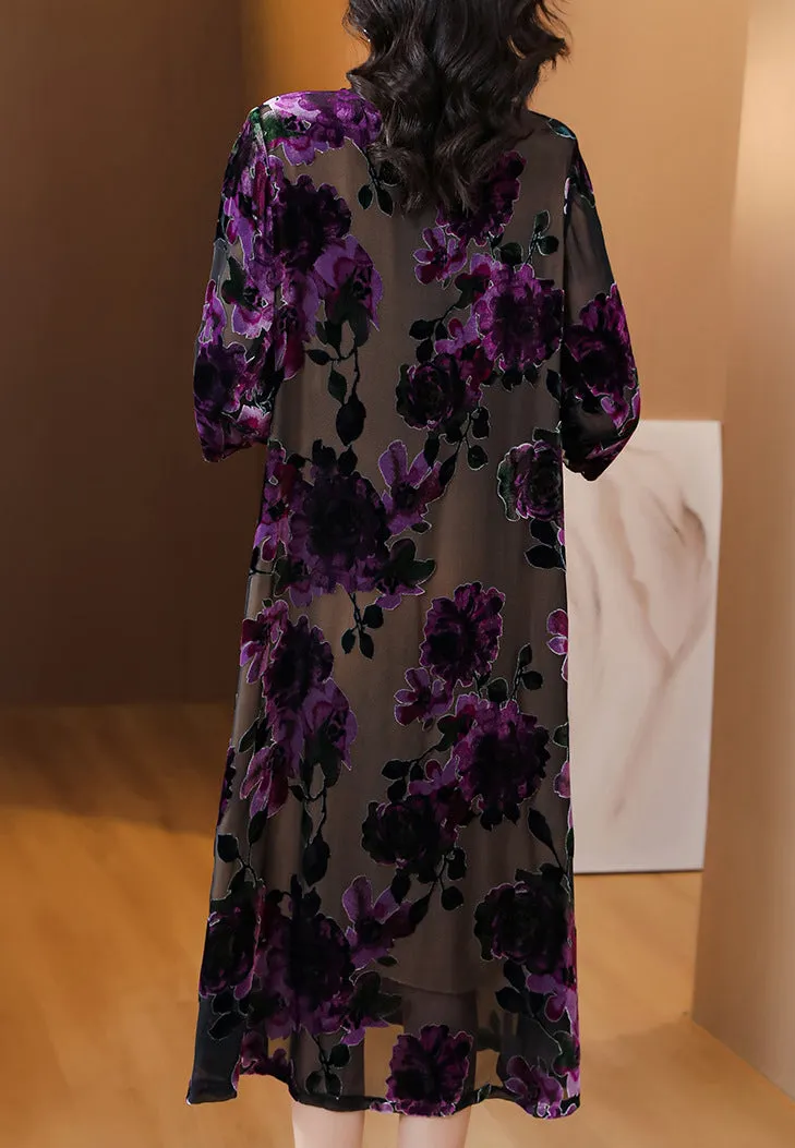 Robe longue en velours pour femmes de haute qualité
