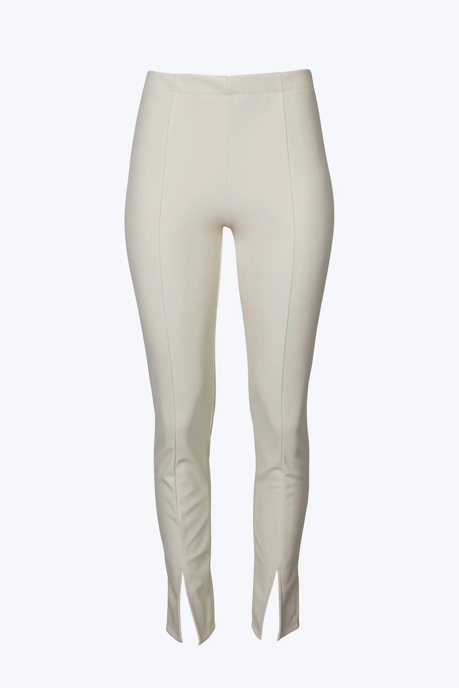 Pantalon vegan à ourlet asymétrique et taille haute en écru