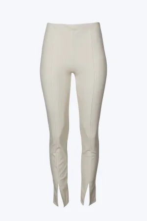 Pantalon vegan à ourlet asymétrique et taille haute en écru