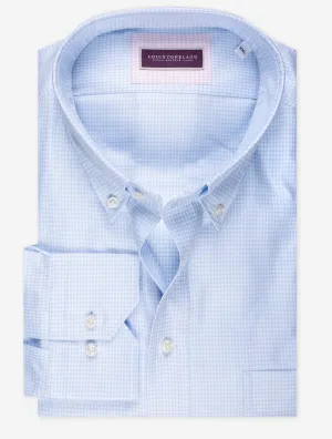 Chemise à col boutonné pied-de-poule bleue
