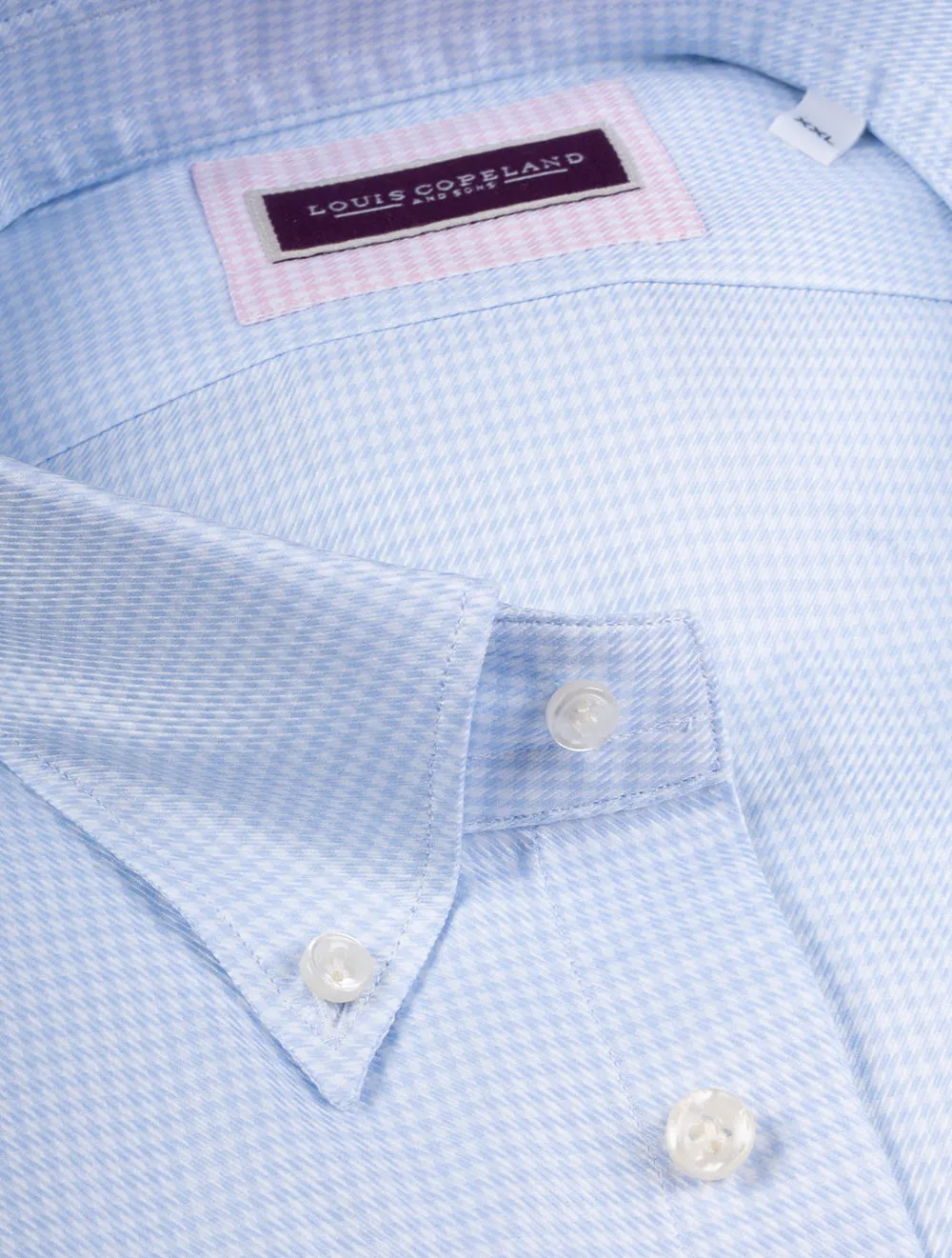 Chemise à col boutonné pied-de-poule bleue