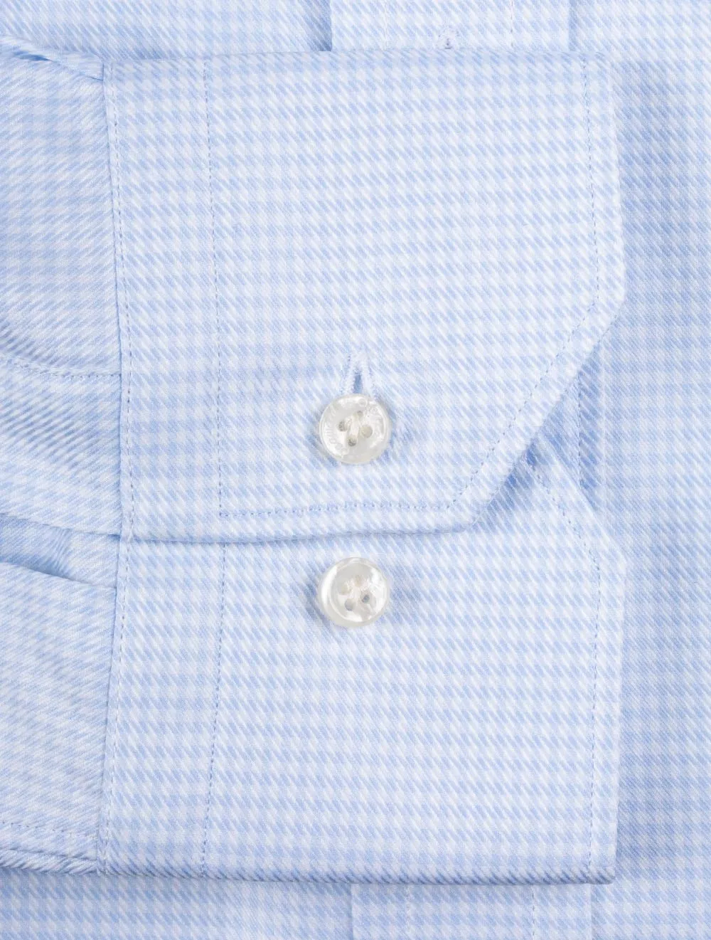 Chemise à col boutonné pied-de-poule bleue