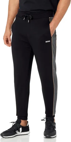 Hugo Boss Pantalon de jogging en mélange de coton brodé pour homme, Noir