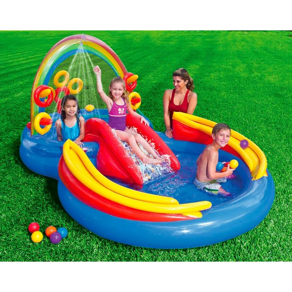 Piscine gonflable Intex Rainbow Ring avec toboggan