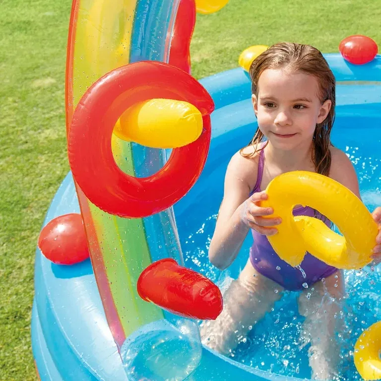 Piscine gonflable Intex Rainbow Ring avec toboggan