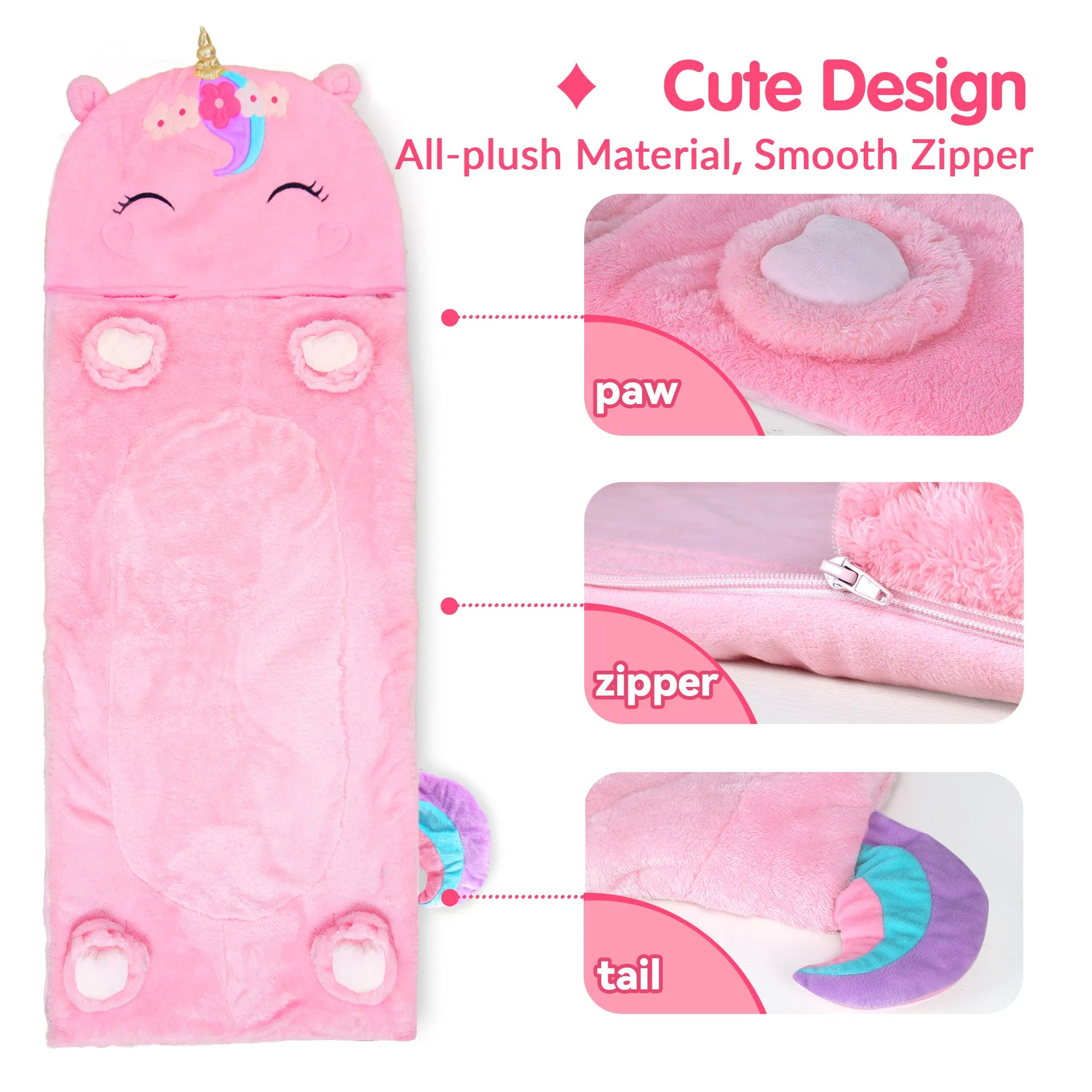 Sac de couchage licorne pour enfants iPlay, iLearn