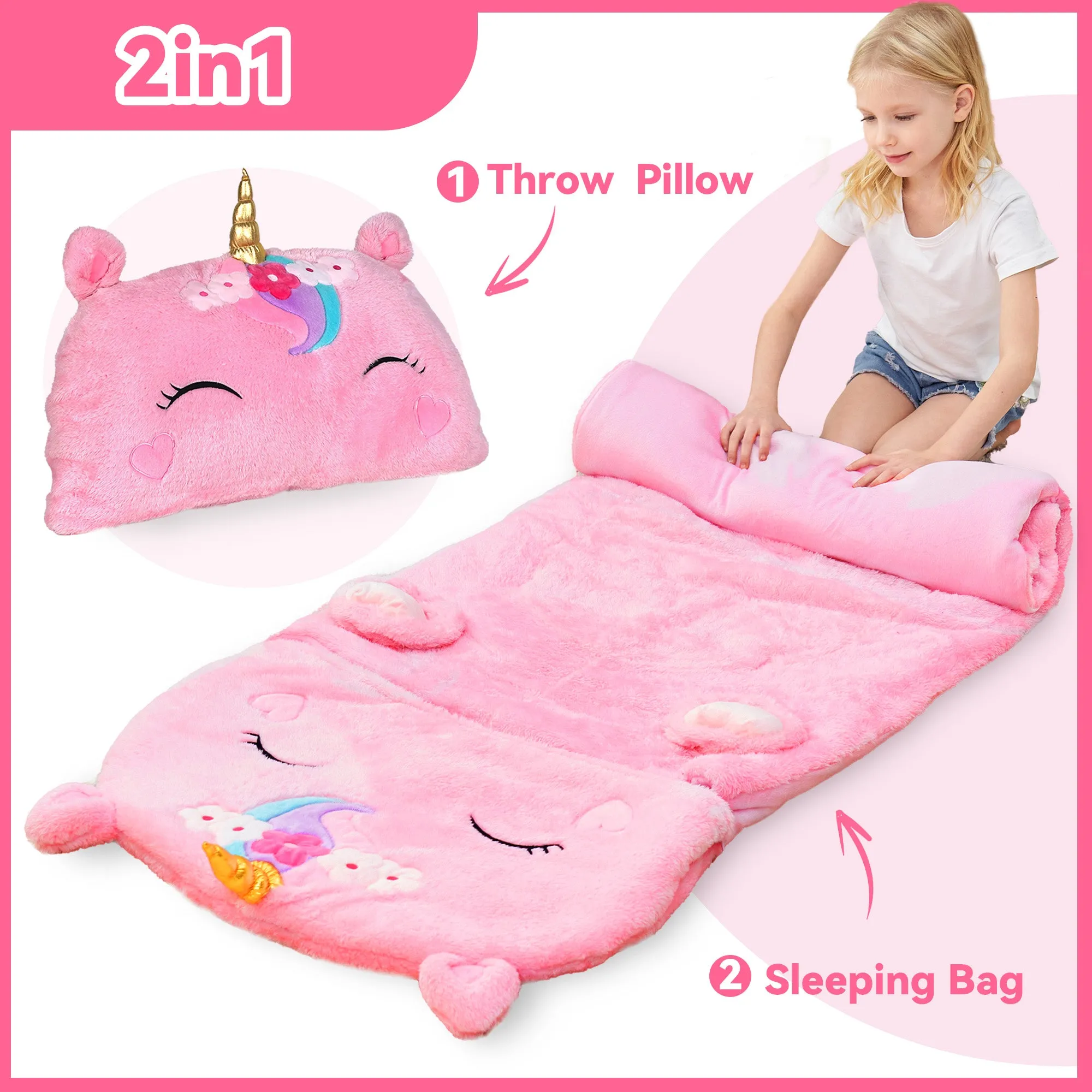 Sac de couchage licorne pour enfants iPlay, iLearn