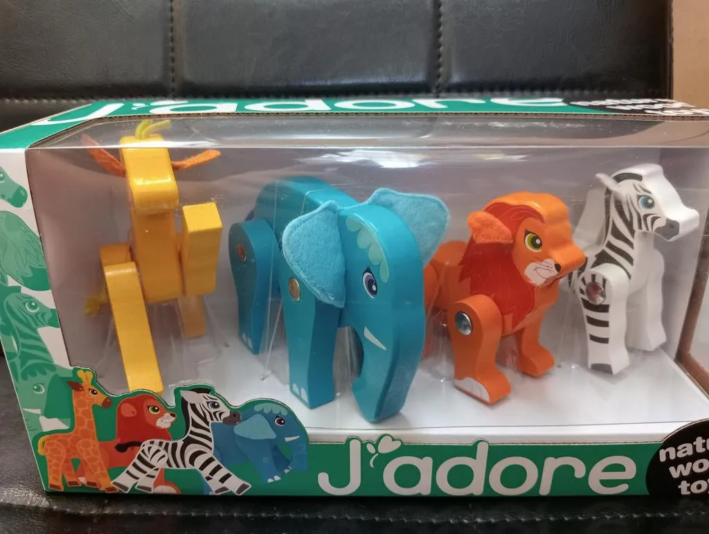J'adore les animaux safari en bois mobiles