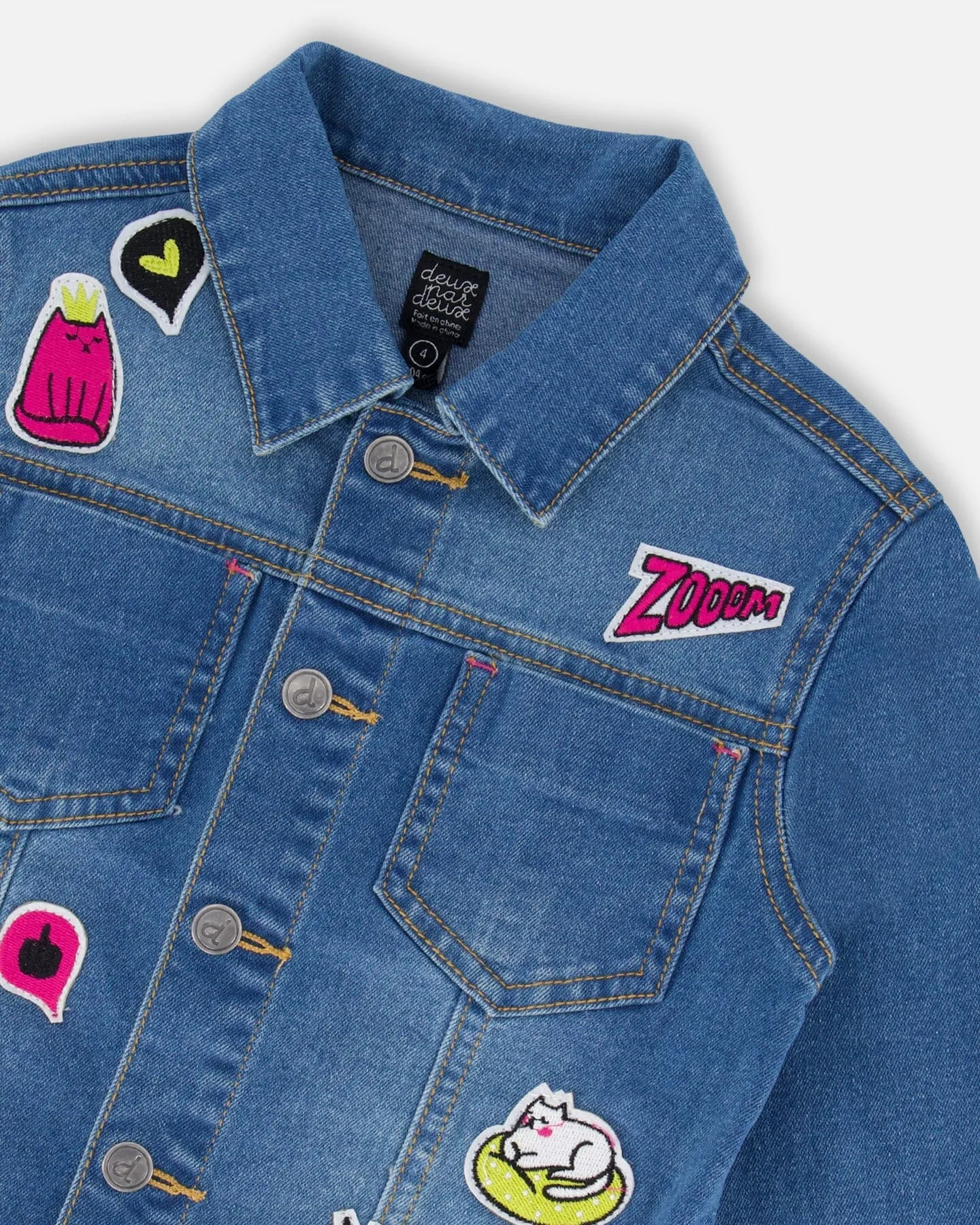 Veste Jean Avec Patchs Drôles BébéEnfants_Deux-Par-Deux