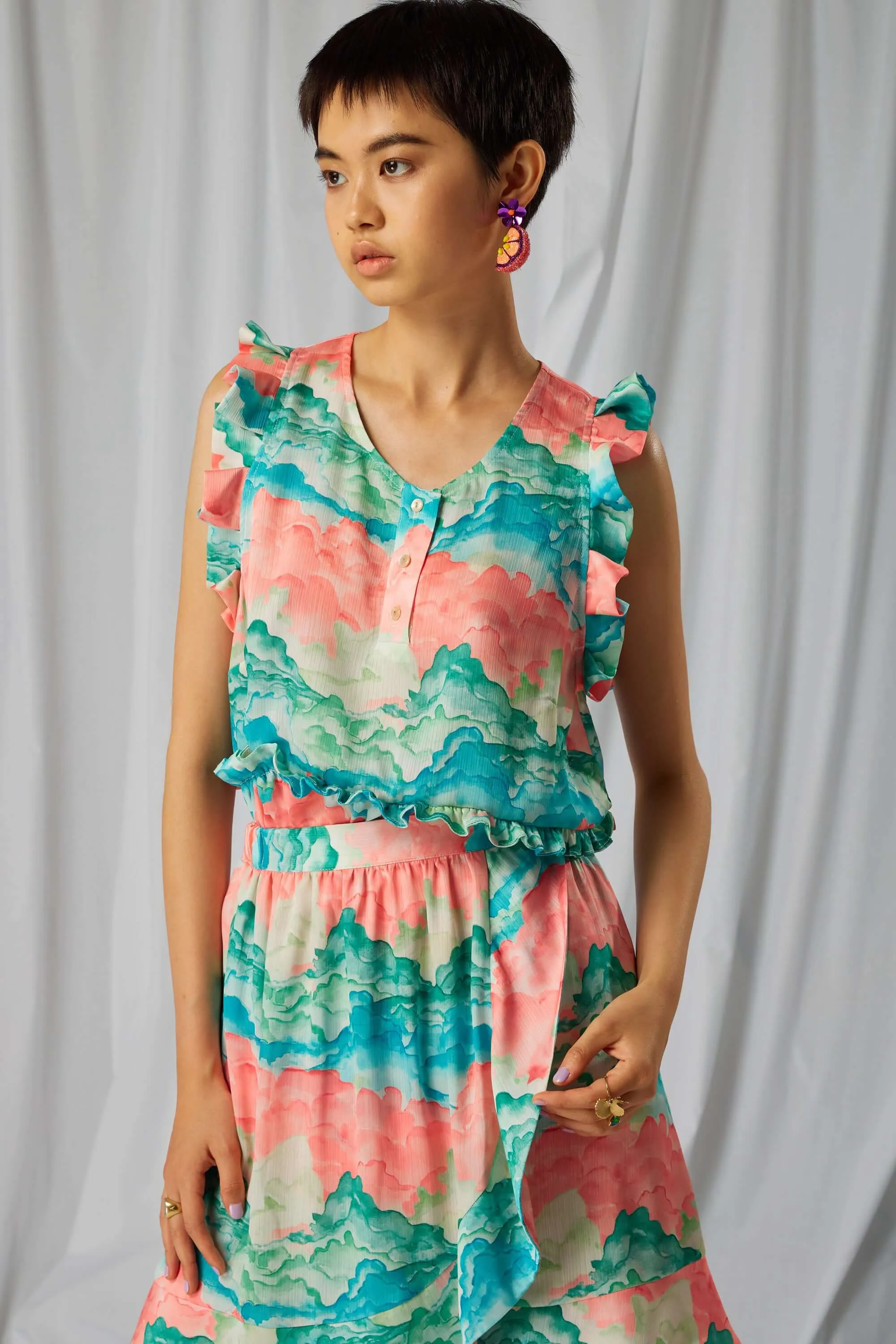 Blouse Kaya en imprimé Nuit Blanche