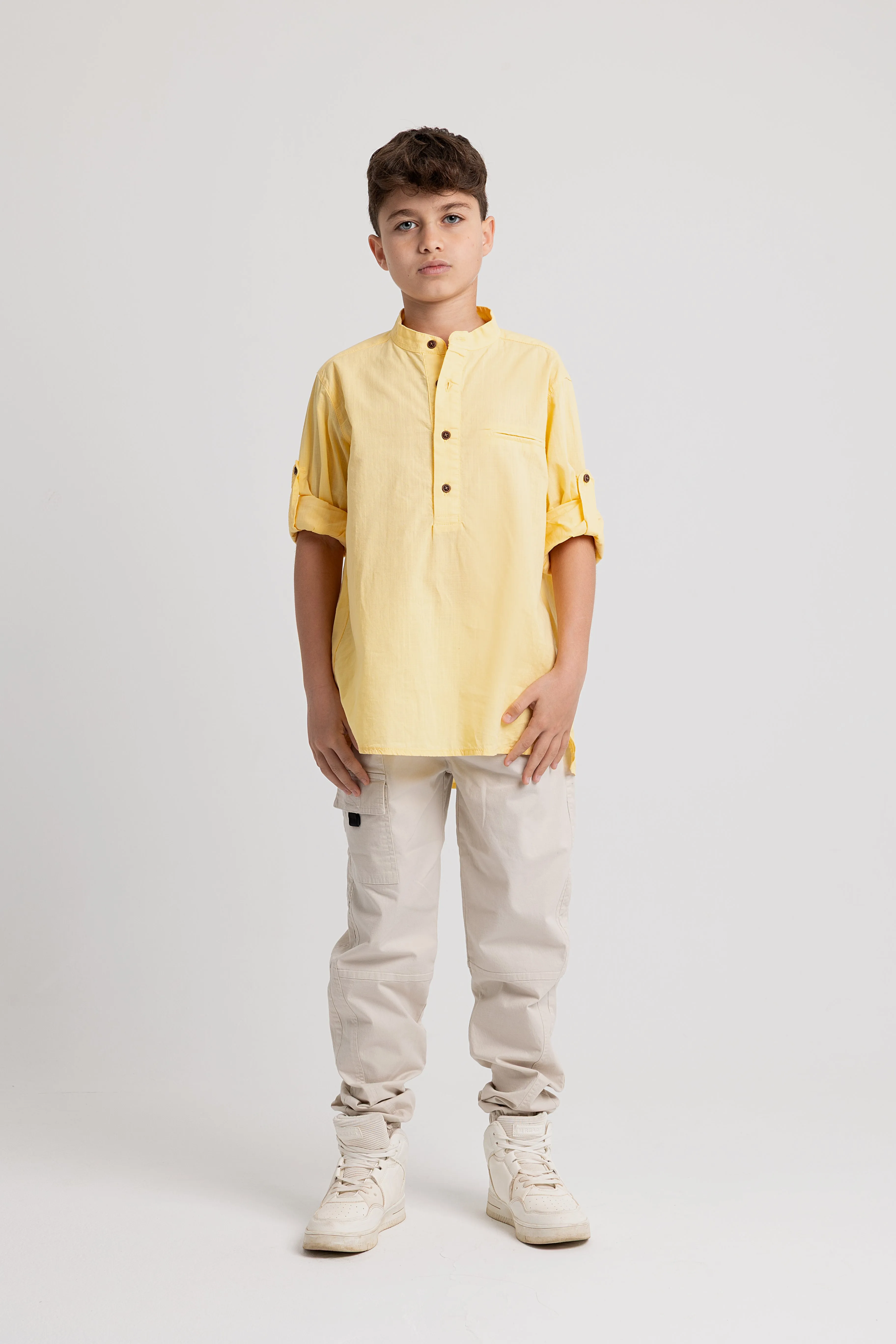 Chemise en coton à manches longues pour garçons
