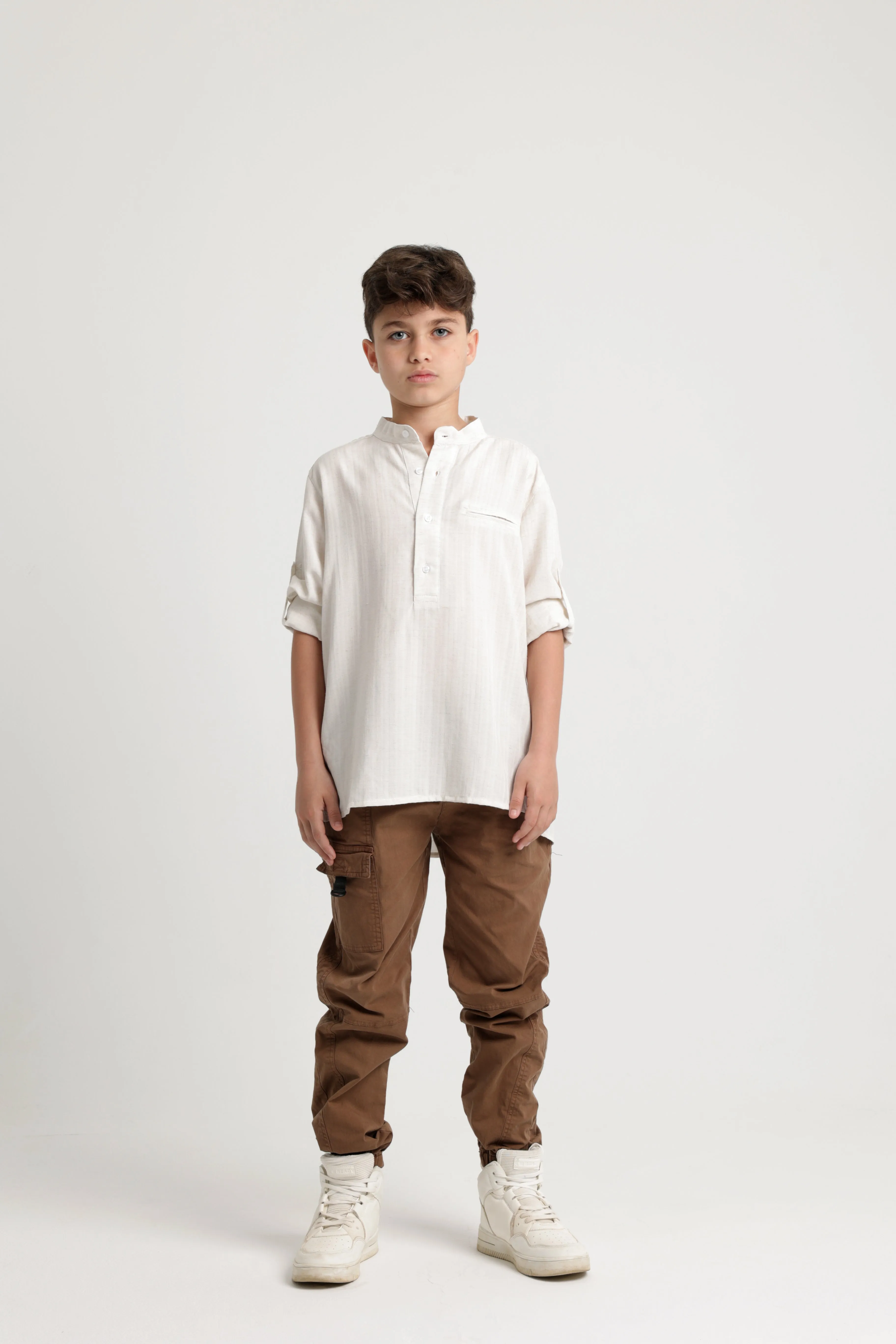 Chemise en coton à manches longues pour garçons