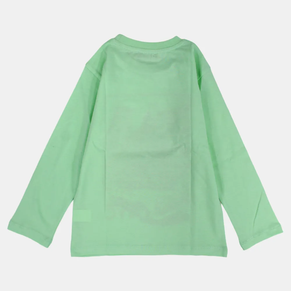 T-shirt en coton à manches longues pour garçons – Imprimé dinosaure vert citron