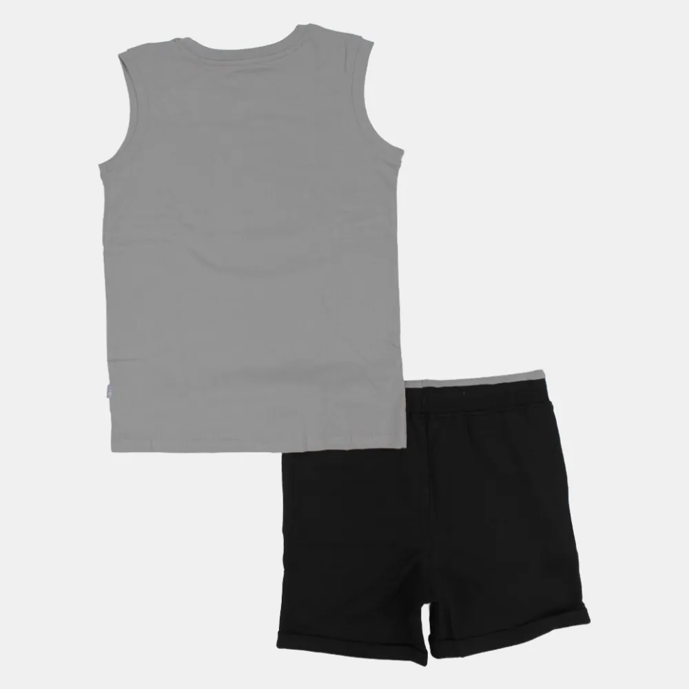 Pyjama sans manches en coton pour garçons – Gris