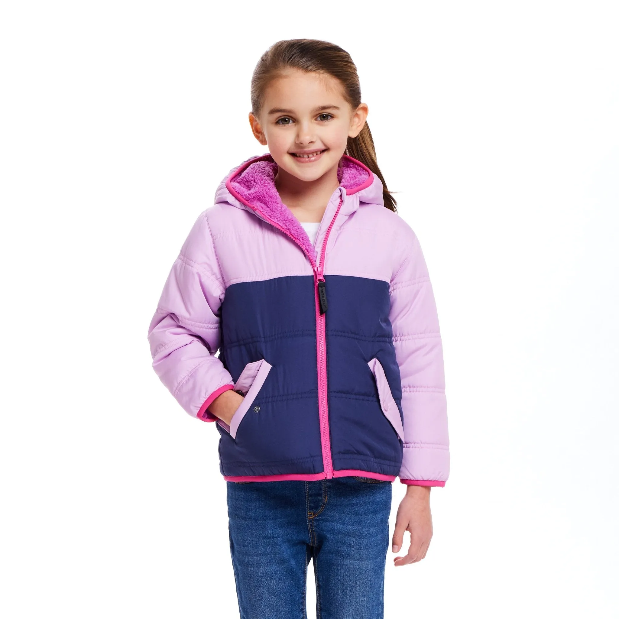 Veste en sherpa bicolore pour filles | Rose & violet Babykids_Andy-Evan