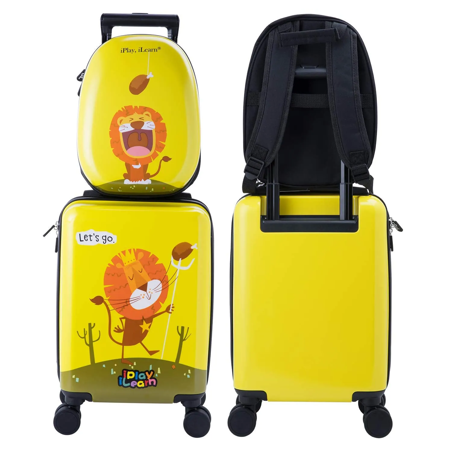 Ensemble de Bagages Lion pour Enfants Valise Cabine avec Sac à Dos