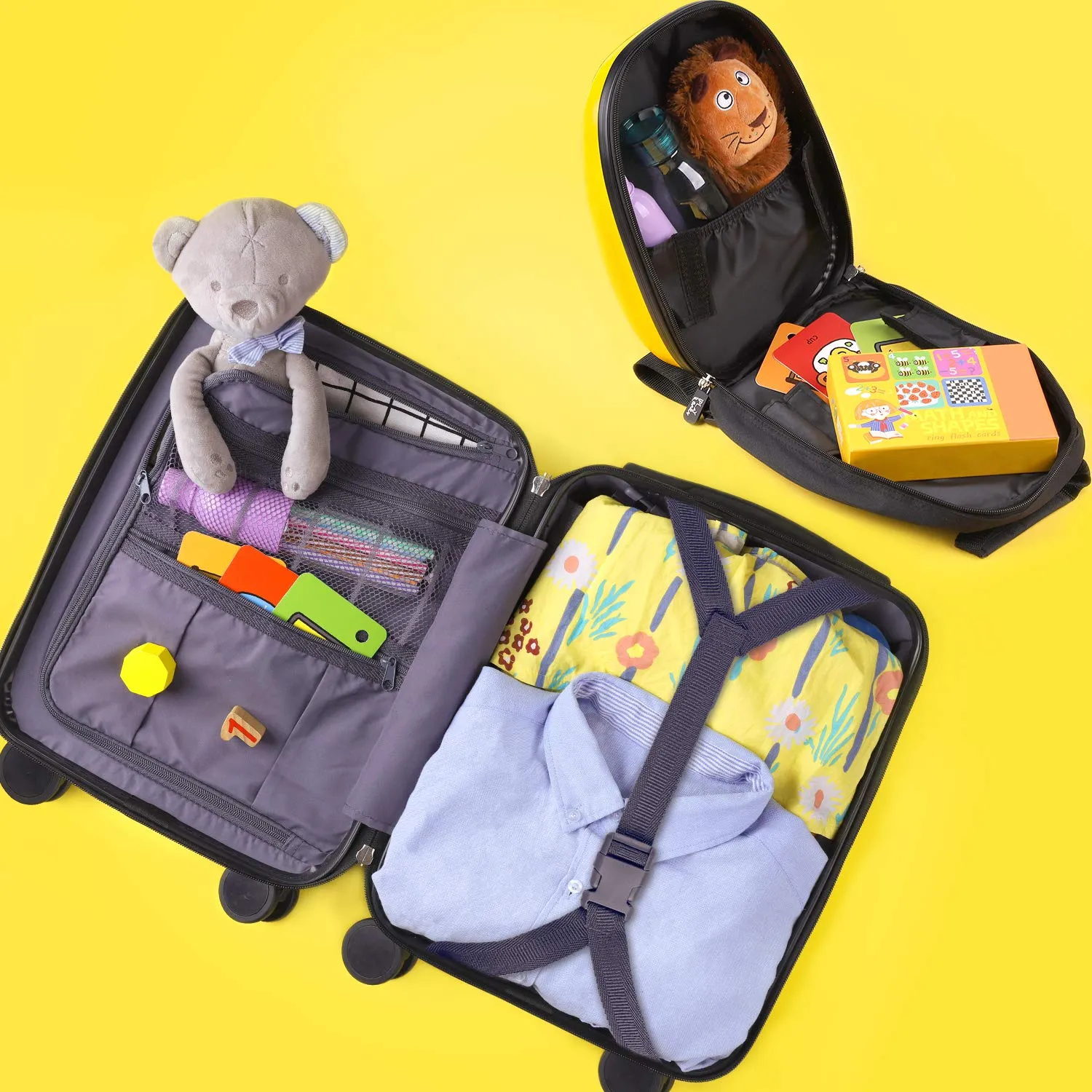 Ensemble de Bagages Lion pour Enfants Valise Cabine avec Sac à Dos