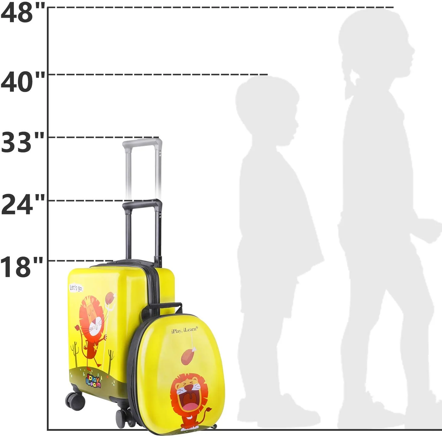 Ensemble de Bagages Lion pour Enfants Valise Cabine avec Sac à Dos