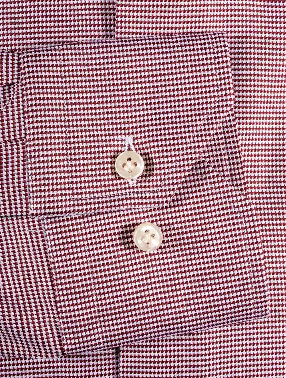 Klee Chemise à carreaux-pied-de-poule boutonnée ajustée en vin