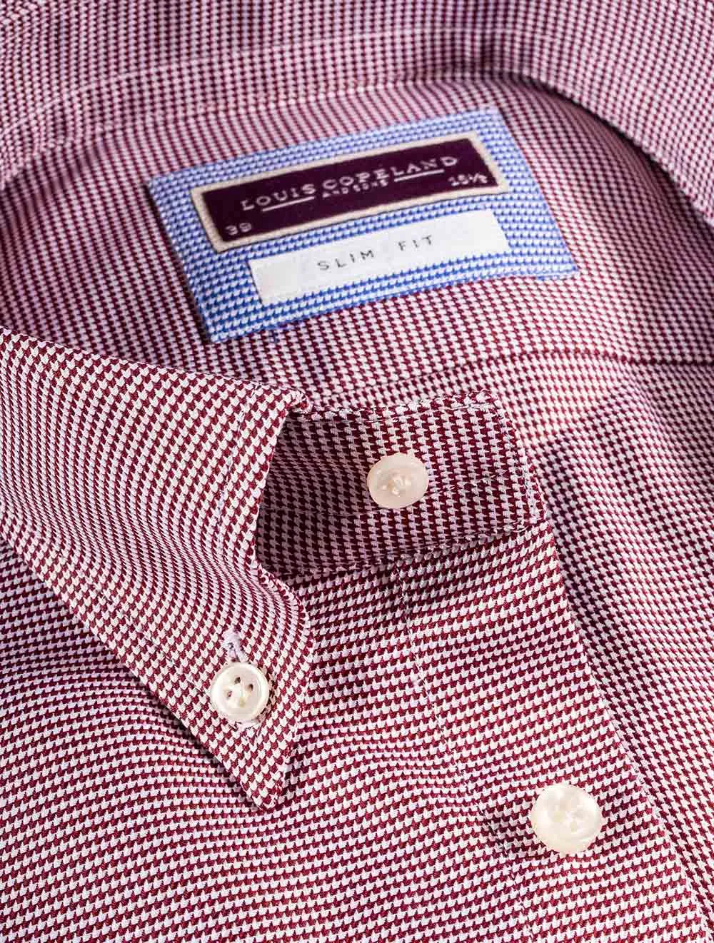 Klee Chemise à carreaux-pied-de-poule boutonnée ajustée en vin