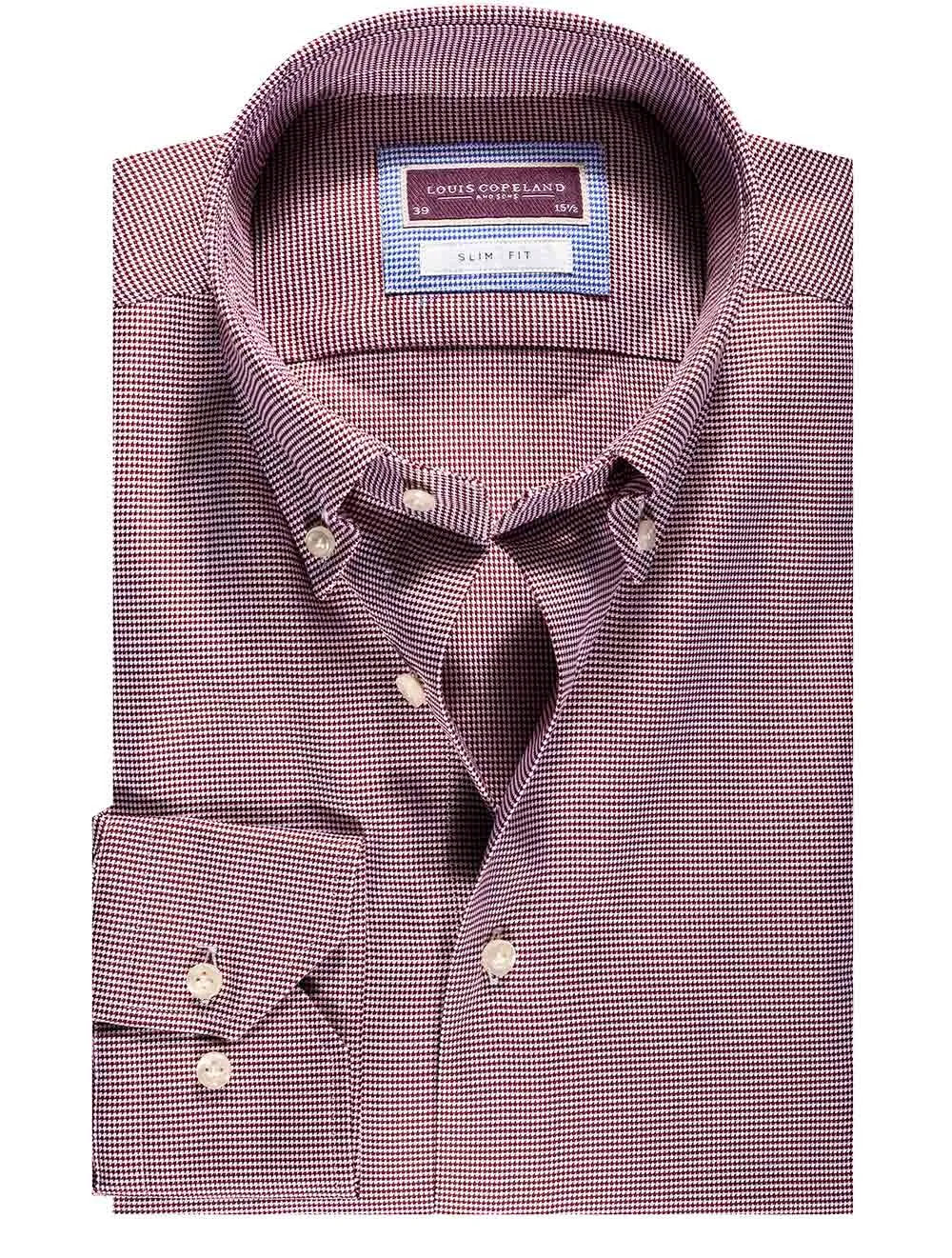 Klee Chemise à carreaux-pied-de-poule boutonnée ajustée en vin