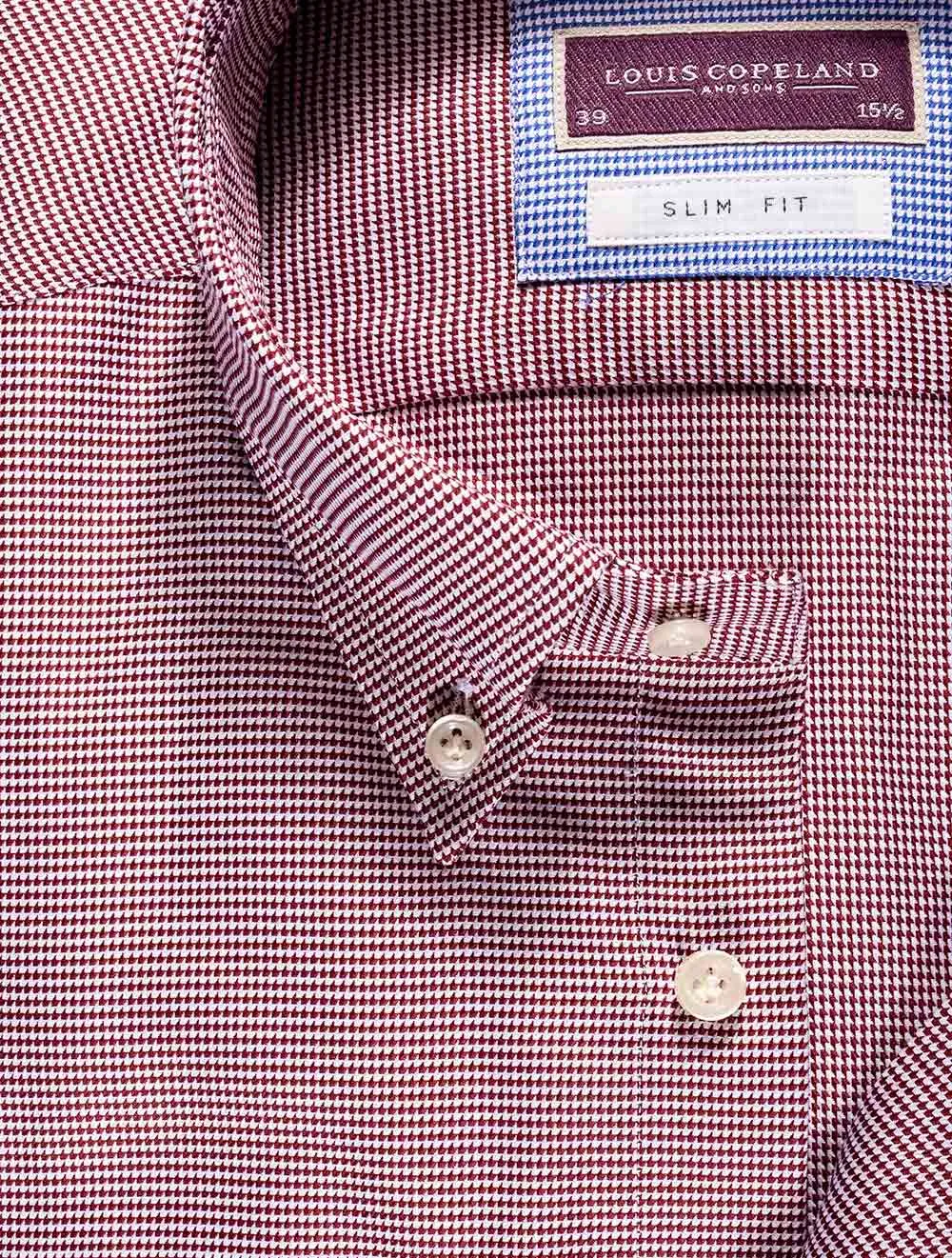 Klee Chemise à carreaux-pied-de-poule boutonnée ajustée en vin