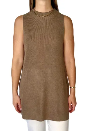 Gilet tricoté avec fentes en taupe