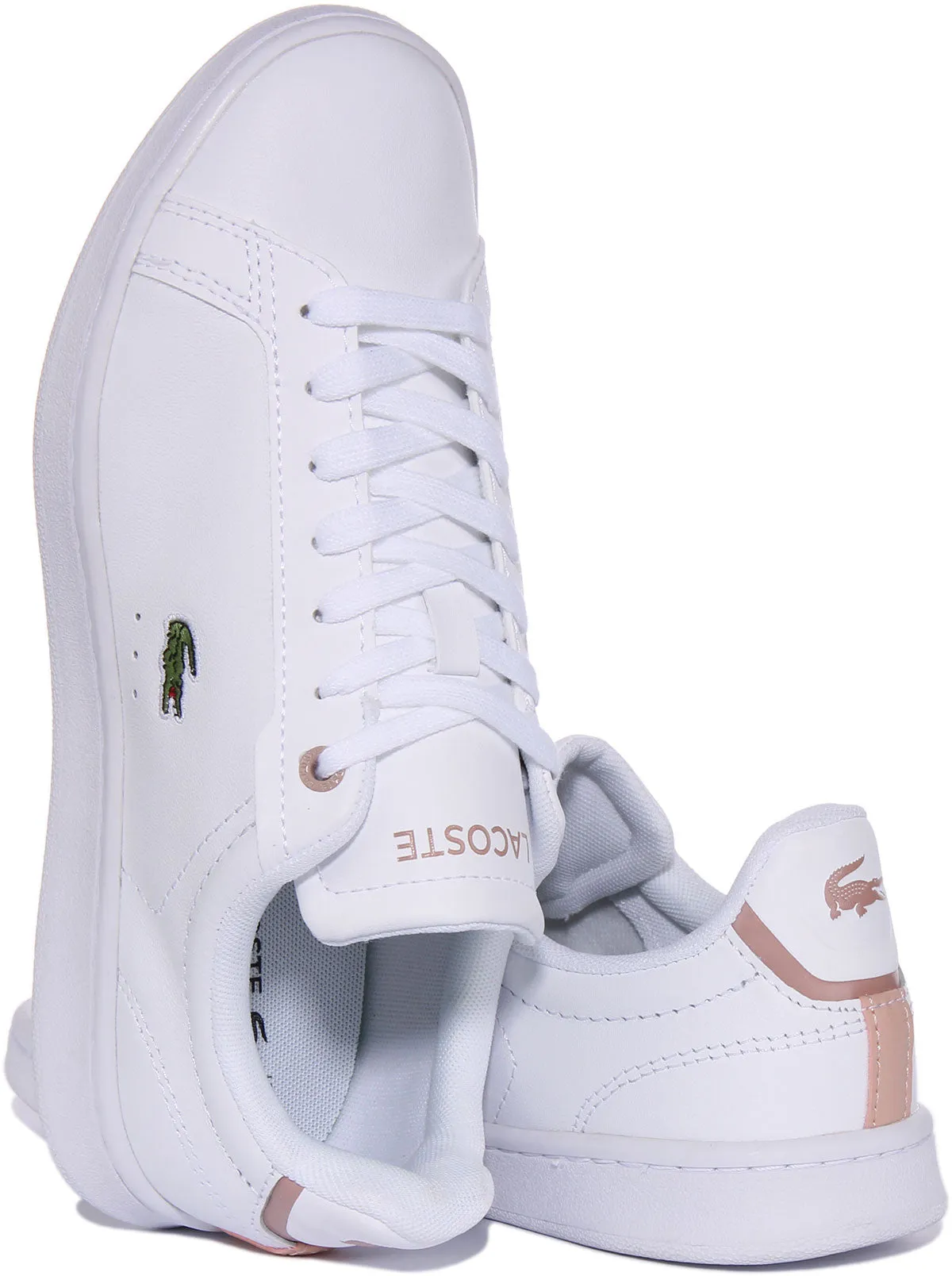Lacoste Carnaby Pro En Blanc Rose Pour Femme Chaussures Lacoste