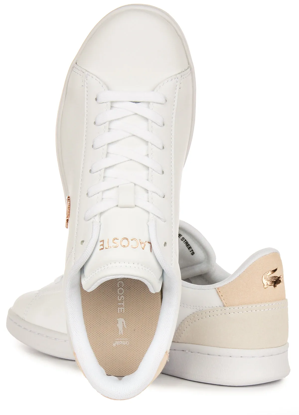 Lacoste Carnaby Ensemble en Blanc Rose Pour Femme Chaussures Lacoste