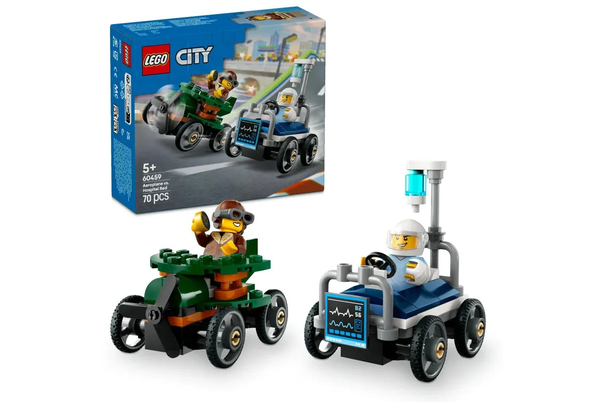 LEGO City Avion contre Voiture de Course Lit d'Hôpital Pack 60459