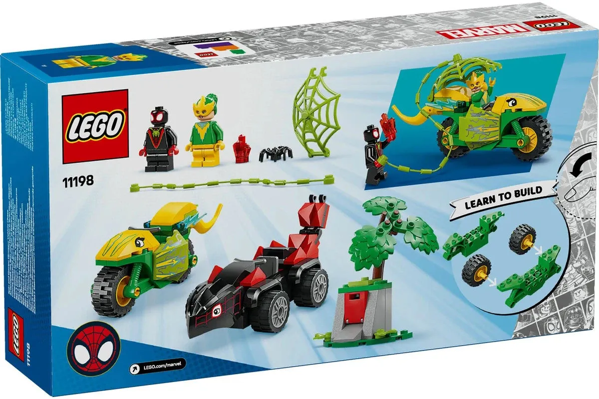 LEGO Marvel Spin et Véhicule de Poursuite du Dinosaure Électro 11198