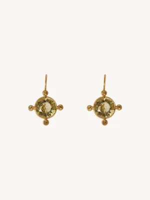Boucles d'oreilles rondes en Quartz Citron & Saphir Jaune