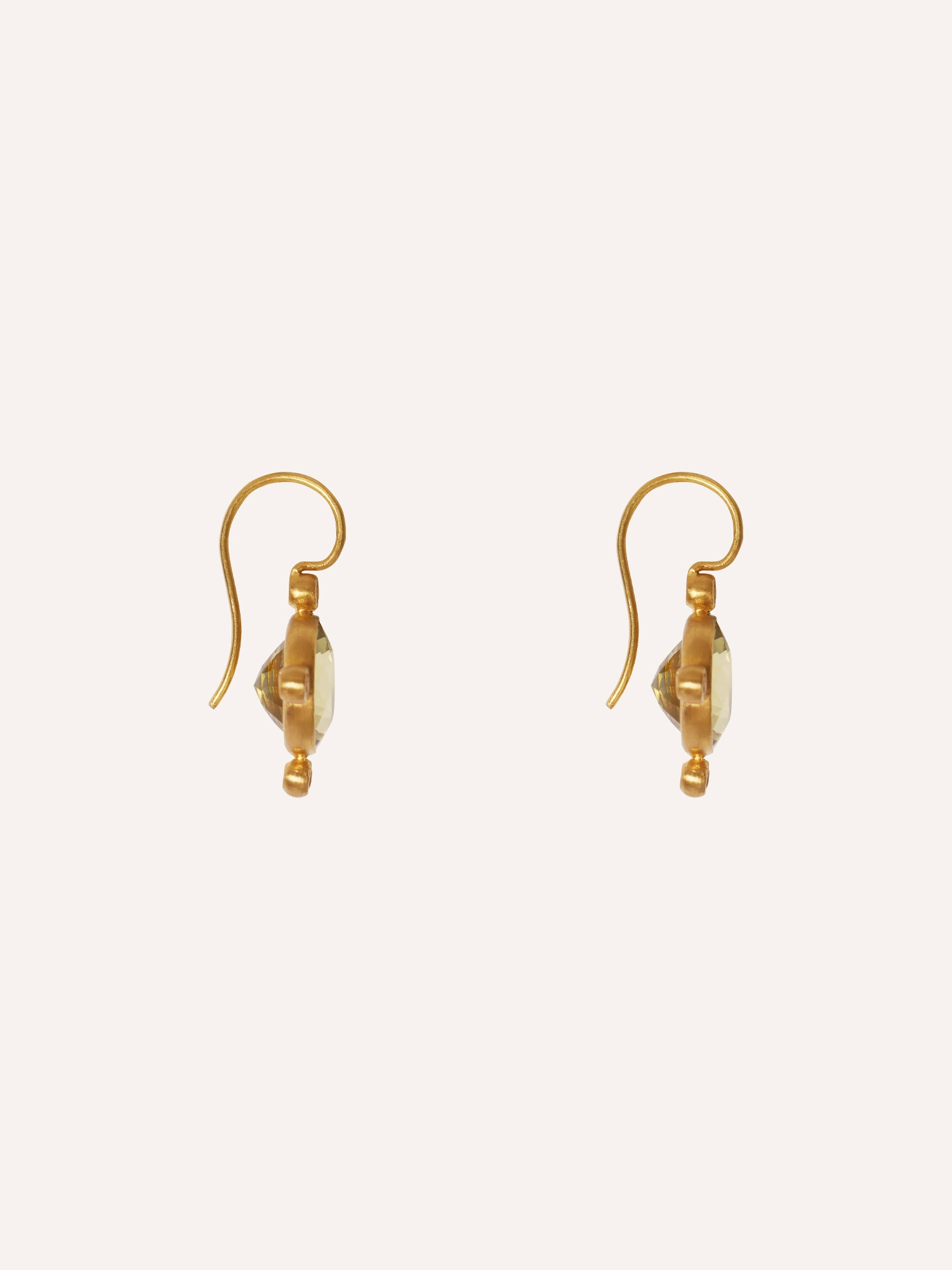 Boucles d'oreilles rondes en Quartz Citron & Saphir Jaune