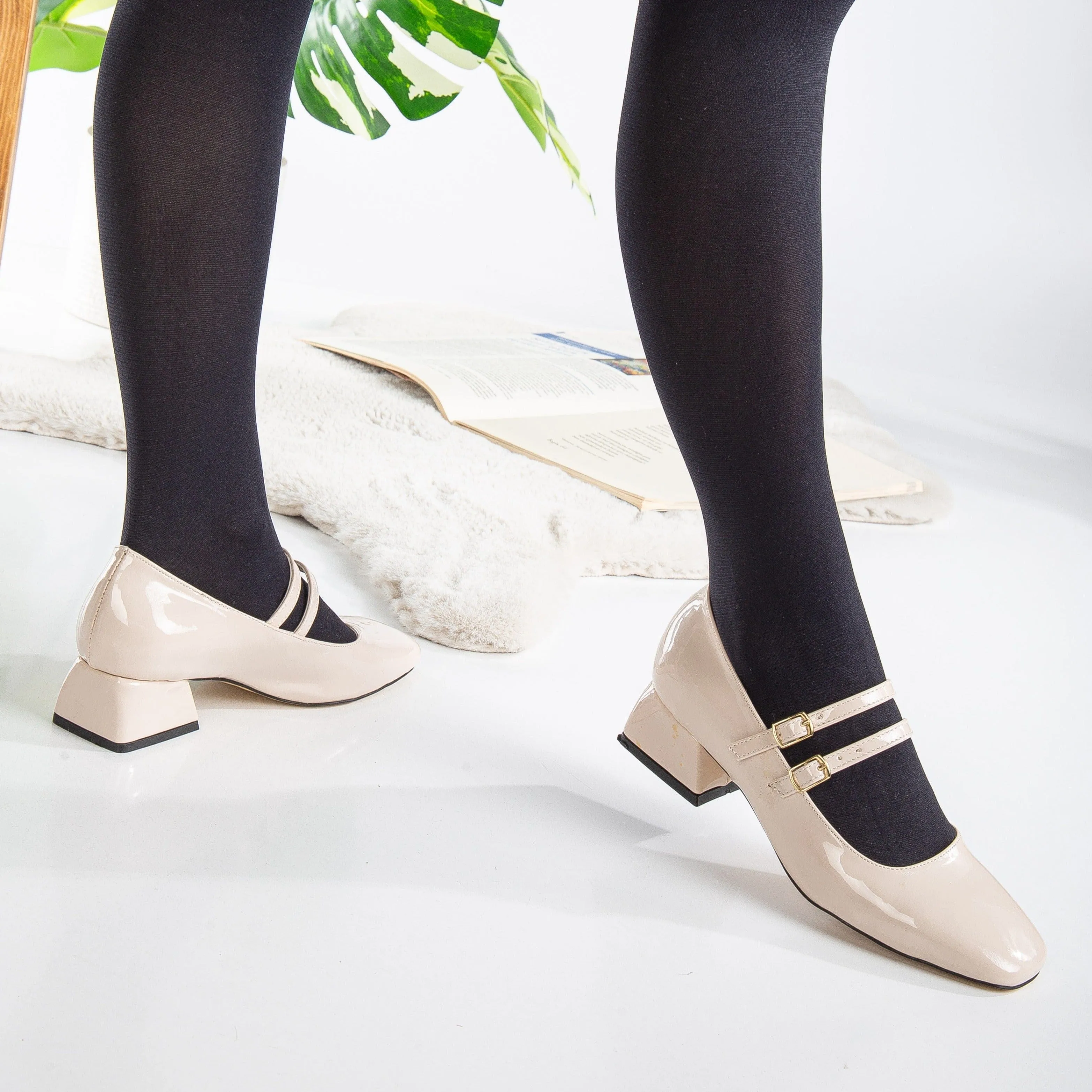 Lizbeth Escarpins Vegan Cuir Mary Jane | Beige