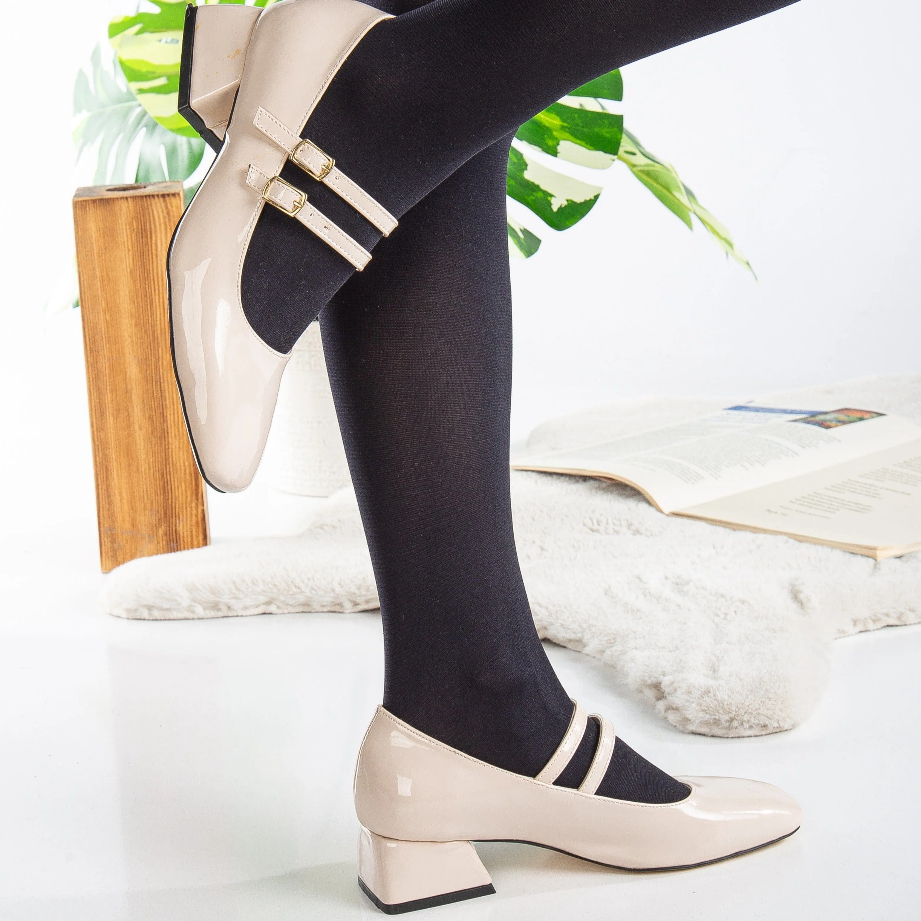 Lizbeth Escarpins Vegan Cuir Mary Jane | Beige