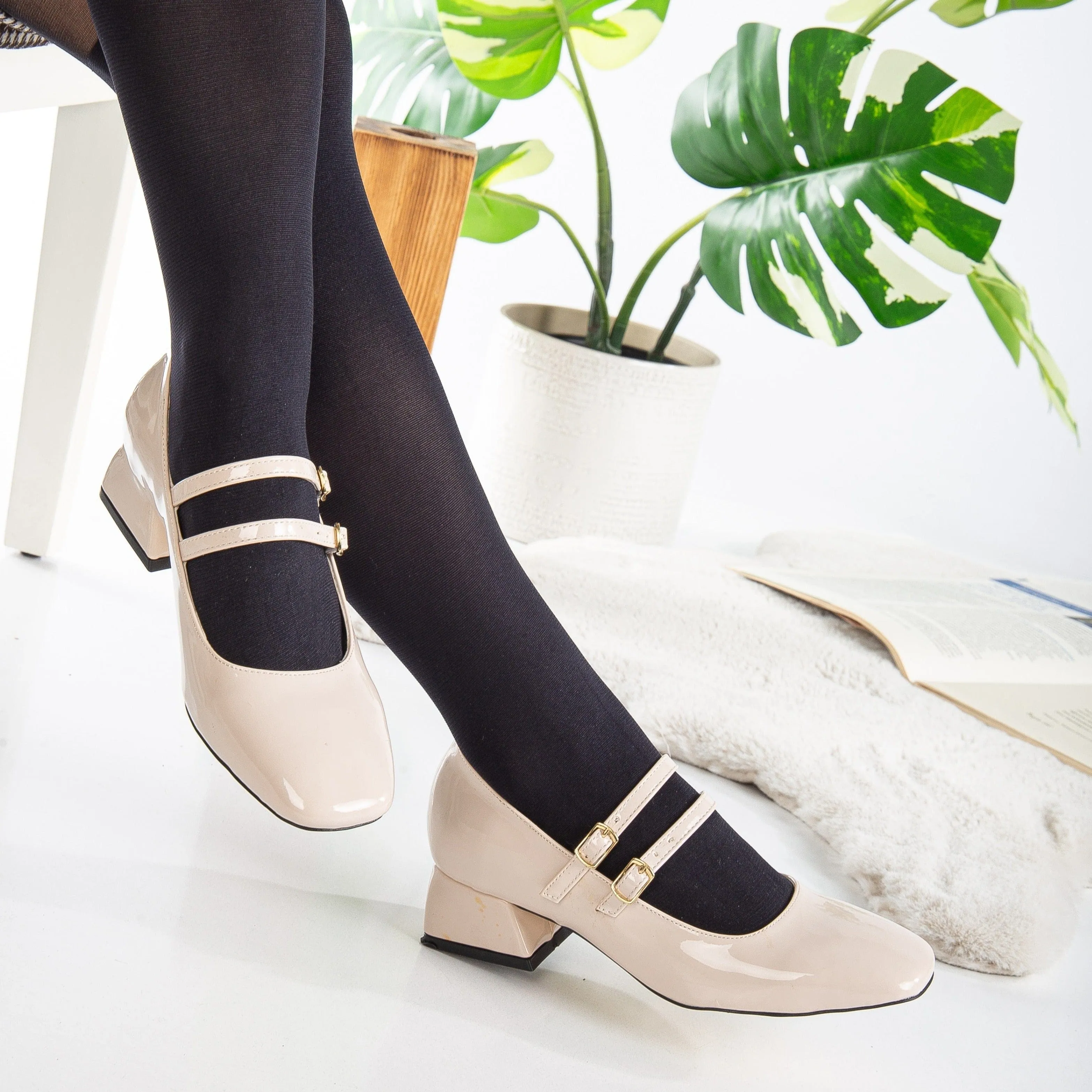 Lizbeth Escarpins Vegan Cuir Mary Jane | Beige