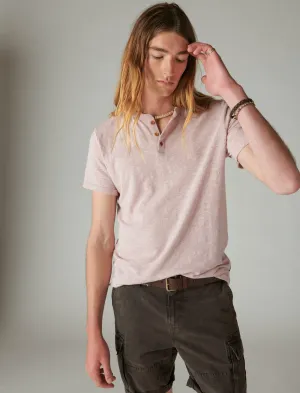 Lucky Brand Henley à manches courtes en lin Ombre Mauve Lucky Brand