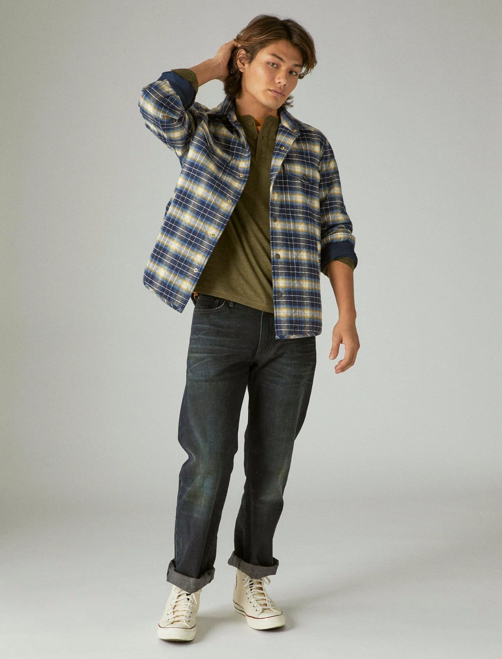 Veste en flanelle matelassée Lucky Brand - Écossais marine Lucky Brand