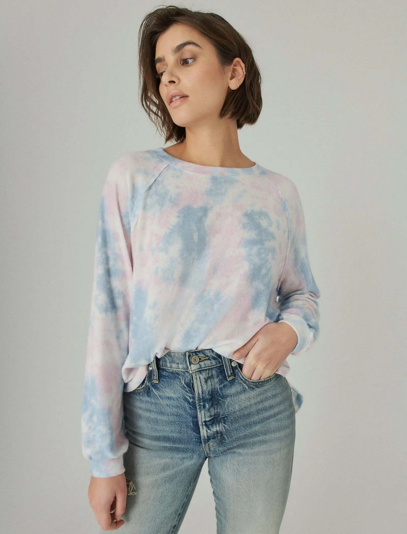 Lucky Brand Col Rond Décontracté en Jersey Nuageux Tie-Dye Lucky Brand