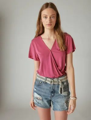 Lucky Brand Haut Surplice Lavé Sable Violet Rouge Lucky Brand
