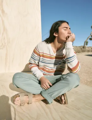 Pull Lucky Brand en maille légère à rayures et col en V, combinaison de paille et de heather