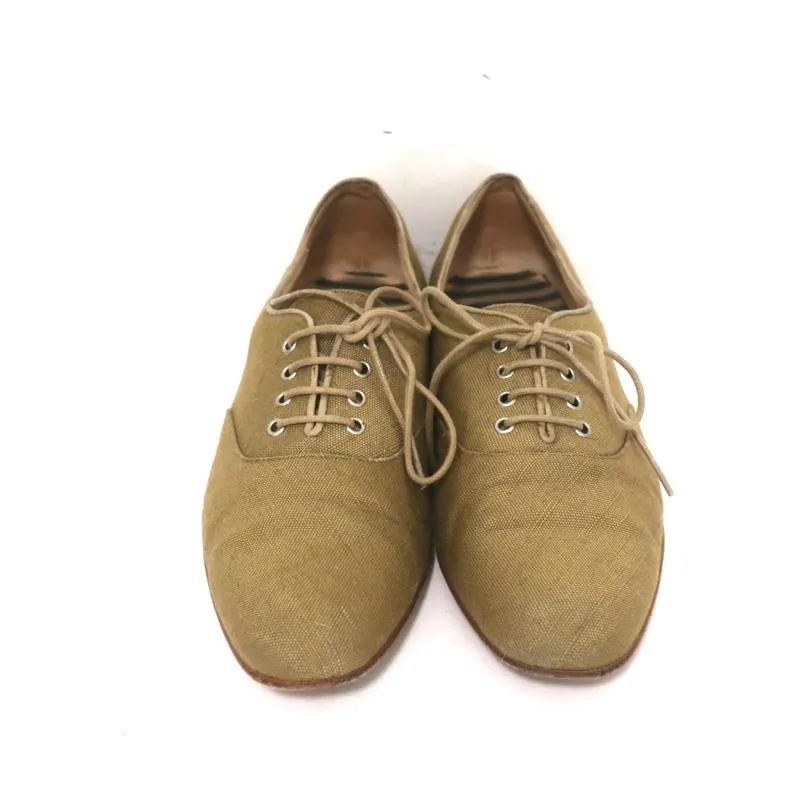 Manolo Blahnik Oxfords en soie brute sauge taille 38.5, ballerines à lacets